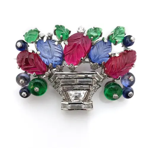 Tutti Frutti Art Deco Brooch